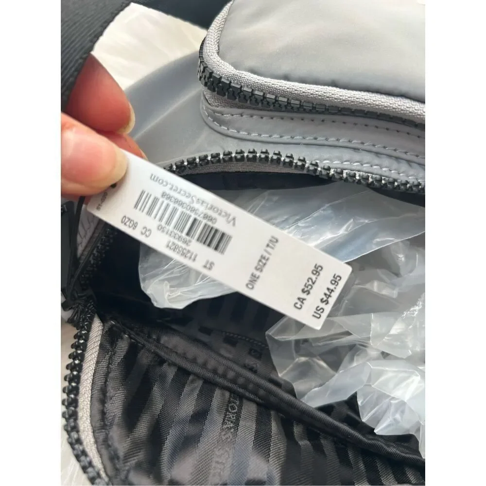 Victoria’s Secret belt bag/fanny pack, grey color reflective adjustable straps N